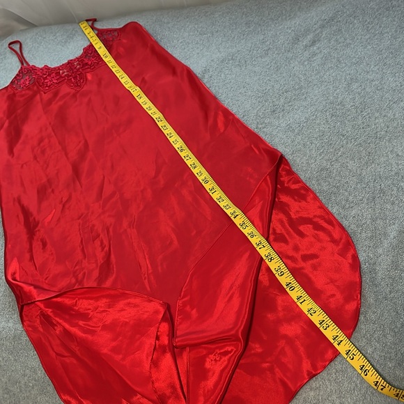 Vintage Y2K Silky Slip Dress Nightgown Small Red 90s Lace Sexy Grunge - Picture 5 of 9